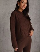 j&x Pulover din bumbac lână și cu împletitură decorativă Luksara Maro