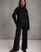 j&x Pulover din bumbac lână și cu împletitură decorativă Luksara Negru