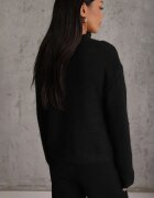 j&x Pulover din bumbac lână și cu împletitură decorativă Luksara Negru