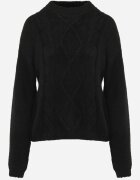 j&x Pulover din bumbac lână și cu împletitură decorativă Luksara Negru
