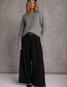 j&x Pulover din bumbac și lână cu împletituri și model ajurat Dinqi Gri