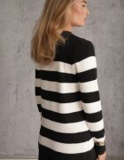 j&x Pulover din bumbac și lână decorat cu dungi Halibena Crem cu Negru cu crem