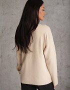 j&x Pulover din lână cu aplicație elegantă din zirconii Celad Bej