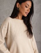 j&x Pulover din lână cu aplicație elegantă din zirconii Celad Bej