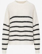 j&x Pulover din lână oversize de iarnă cu dungi orizontale Ulianna Bej deschis