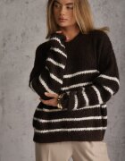 j&x Pulover din lână oversize de iarnă cu dungi orizontale Ulianna Maro