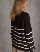 j&x Pulover din lână oversize de iarnă cu dungi orizontale Ulianna Maro