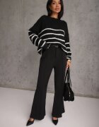 j&x Pulover din lână oversize de iarnă cu dungi orizontale Ulianna Negru
