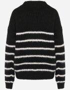 j&x Pulover din lână oversize de iarnă cu dungi orizontale Ulianna Negru