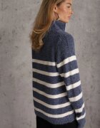 j&x Pulover din lână și bumbac cu guler tip stândă cu fermoar Gattelo Albastru
