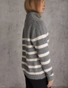 j&x Pulover din lână și bumbac cu guler tip stândă cu fermoar Gattelo Gri