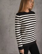 j&x Pulover din lână și bumbac cu motiv în dungi Fiorale Negru