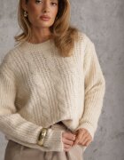 j&x Pulover din vâscoză modal și bumbac decorat cu împletitură tip coadă de cal Zestoba Bej Bej deschis
