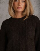 j&x Pulover din vâscoză modal și bumbac decorat cu împletitură tip coadă de cal Zestoba Bej Maro