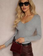 j&x Pulover Gri Clasic cu Dungi Fine Vorida