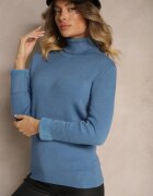 j&x Pulover guler înalt Clasic Albastru cu amestec de lână Zoziona