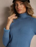 j&x Pulover guler înalt Clasic Albastru cu amestec de lână Zoziona