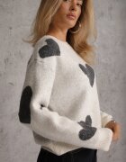 j&x Pulover Jailine cu lână și inimioare Bej deschis