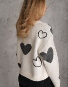 j&x Pulover Jailine cu lână și inimioare Bej deschis