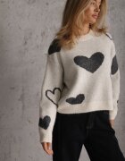 j&x Pulover Jailine cu lână și inimioare Bej deschis