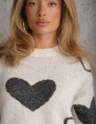 j&x Pulover Jailine cu lână și inimioare Bej deschis