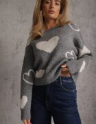 j&x Pulover Jailine cu lână și inimioare Gri