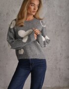 j&x Pulover Jailine cu lână și inimioare Gri