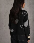 j&x Pulover Jailine cu lână și inimioare Negru