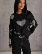 j&x Pulover Jailine cu lână și inimioare Negru