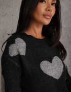 j&x Pulover Jailine cu lână și inimioare Negru