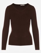 j&x Pulover Maro cu Bumbac din Tricot cu Nervuri Reisaria