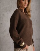 j&x Pulover moale din lână și vâscoză croi Polo cu guler și decolteu în V Lazo Maro