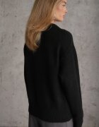 j&x Pulover moale din lână și vâscoză croi Polo cu guler și decolteu în V Lazo Negru