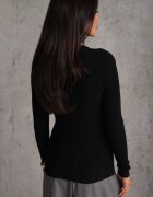 j&x Pulover Negru cu Decolteu Rotund Reiat Yuve