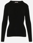 j&x Pulover Negru cu Decolteu Rotund Reiat Yuve