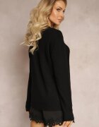 j&x Pulover Negru cu Împletitură Decorativă Ewenna
