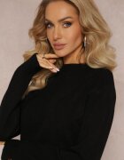 j&x Pulover Negru cu Împletitură Decorativă Ewenna