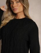 j&x Pulover Negru cu Lână cu Model Decorativ și Manșete Nariae