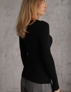 j&x Pulover Negru din Bumbac din Tricot Reiat Reisaria