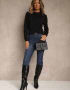 j&x Pulover Negru din lână cu borduri elastice Furrive