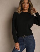 j&x Pulover Negru din lână cu borduri elastice Furrive