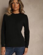 j&x Pulover Negru din lână cu borduri elastice Furrive