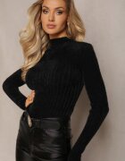 j&x Pulover Negru Reiat din Lână pufos Izarina