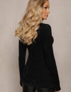 j&x Pulover Negru Reiat din Lână pufos Izarina