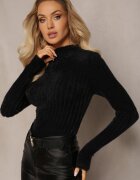 j&x Pulover Negru Reiat din Lână pufos Izarina