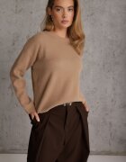 j&x Pulover oversize din bumbac și lână Basic Oseani Bej