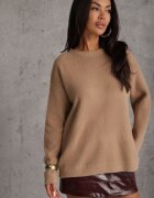 j&x Pulover oversize din bumbac și lână Basic Oseani Bej