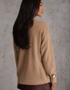 j&x Pulover oversize din bumbac și lână Basic Oseani Bej