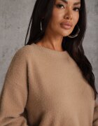 j&x Pulover oversize din bumbac și lână Basic Oseani Bej