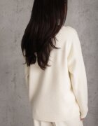 j&x Pulover oversize din bumbac și lână Basic Oseani Bej deschis